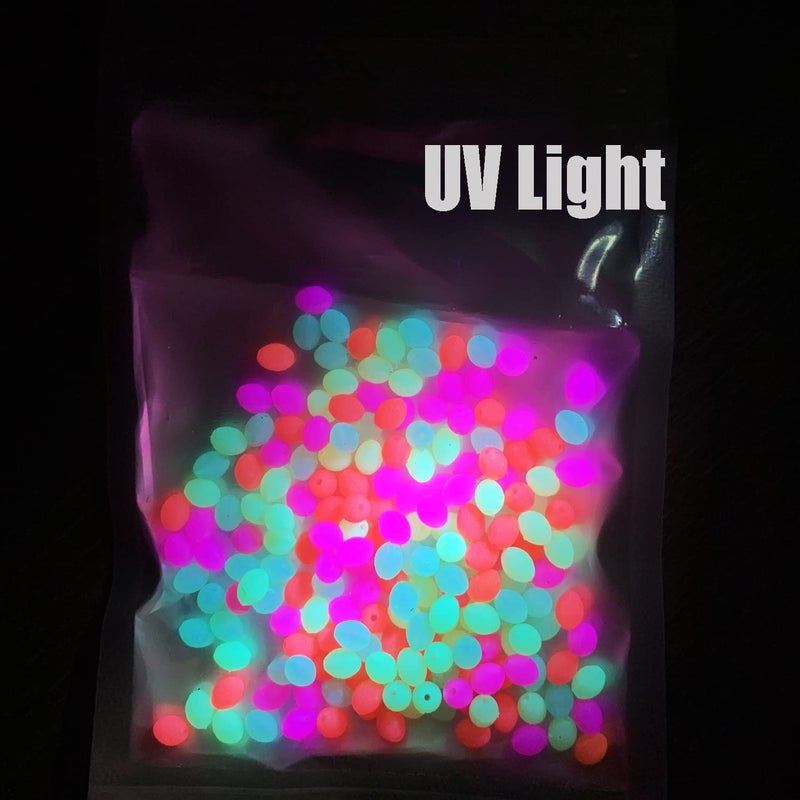 Tigofly 200 pcs 4 Colors Luminous Oval Plastic Fishing Beads Glow in The Dark Soft Sinking Bulk Beads Accessories Fly Tying Materials 0.15""X0.2"" - Image 3